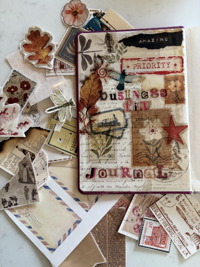 What is the business fix junk journal? It's a junk journal with creative pages that help you grow your business in a fun and diagnostic way